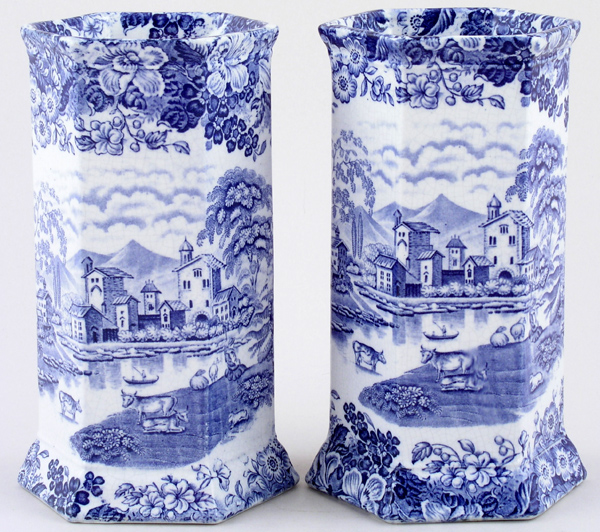 Vases pair of hexagonal c1920s